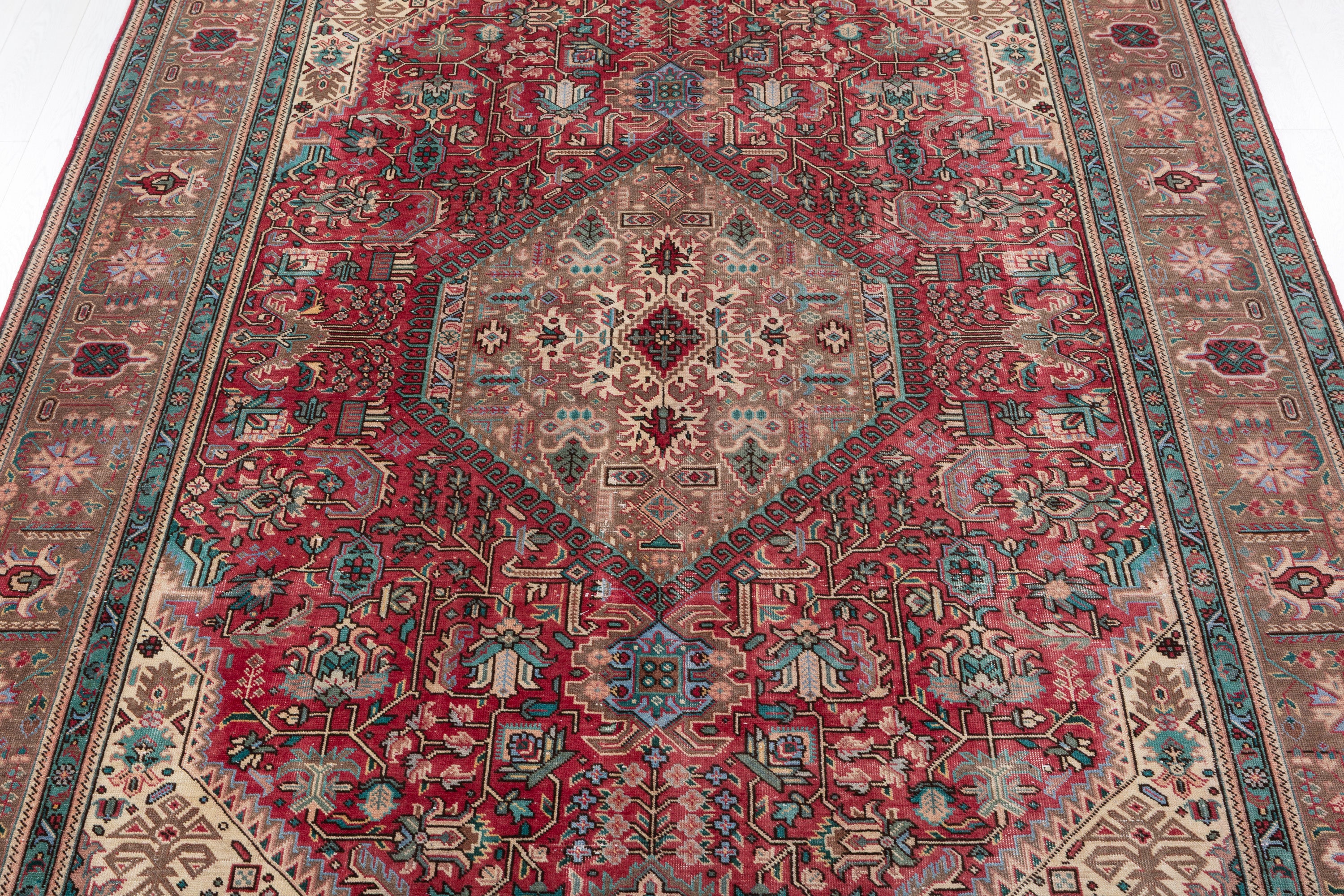 Collectible Vintage Magenta and navy Geometric Rug – 11' 6" x 7' 11" (350 x 241 cm)