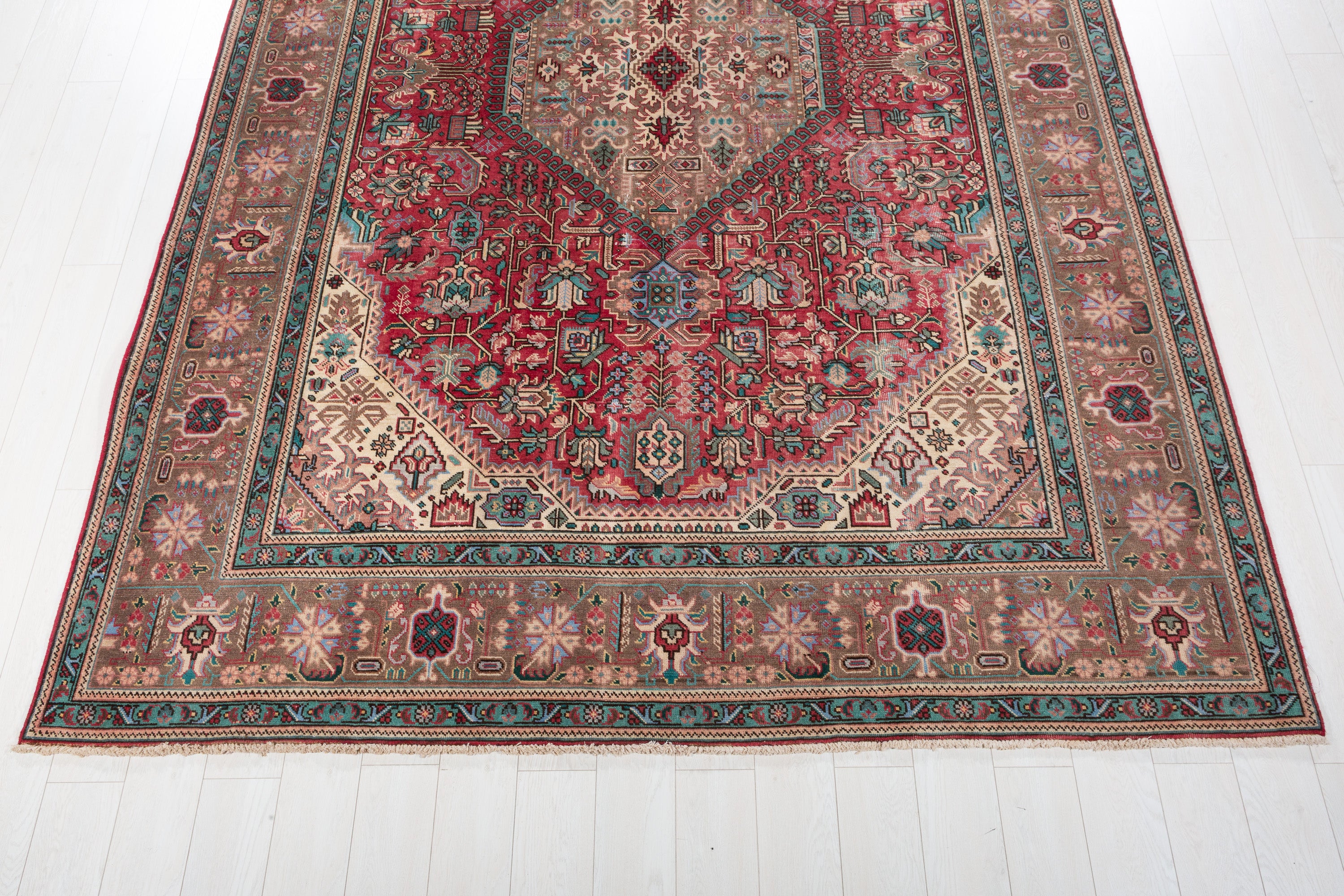 Collectible Vintage Magenta and navy Geometric Rug – 11' 6" x 7' 11" (350 x 241 cm)