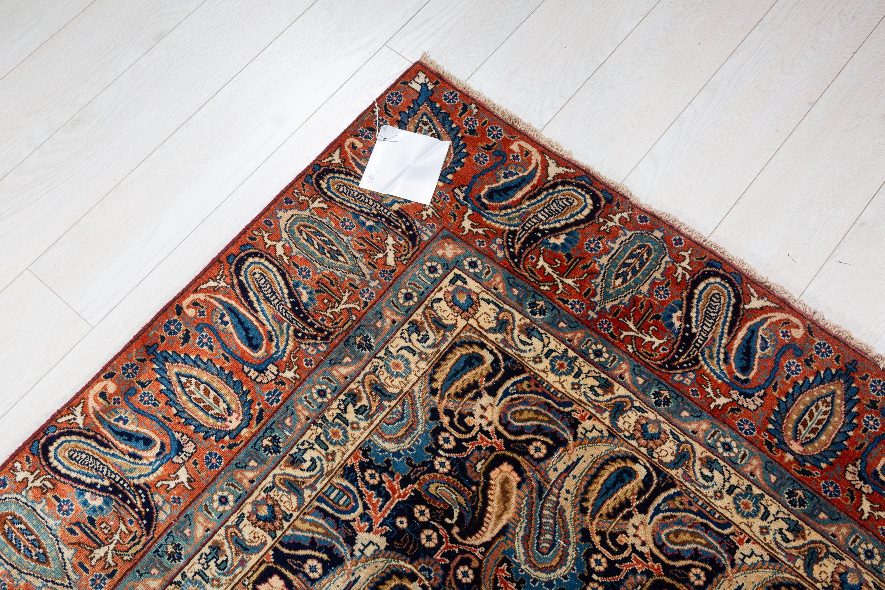 Collectible Vintage Navy blue and rust red Allover paisley Rug – 11' 8" x 8' 10" (355 x 268 cm)