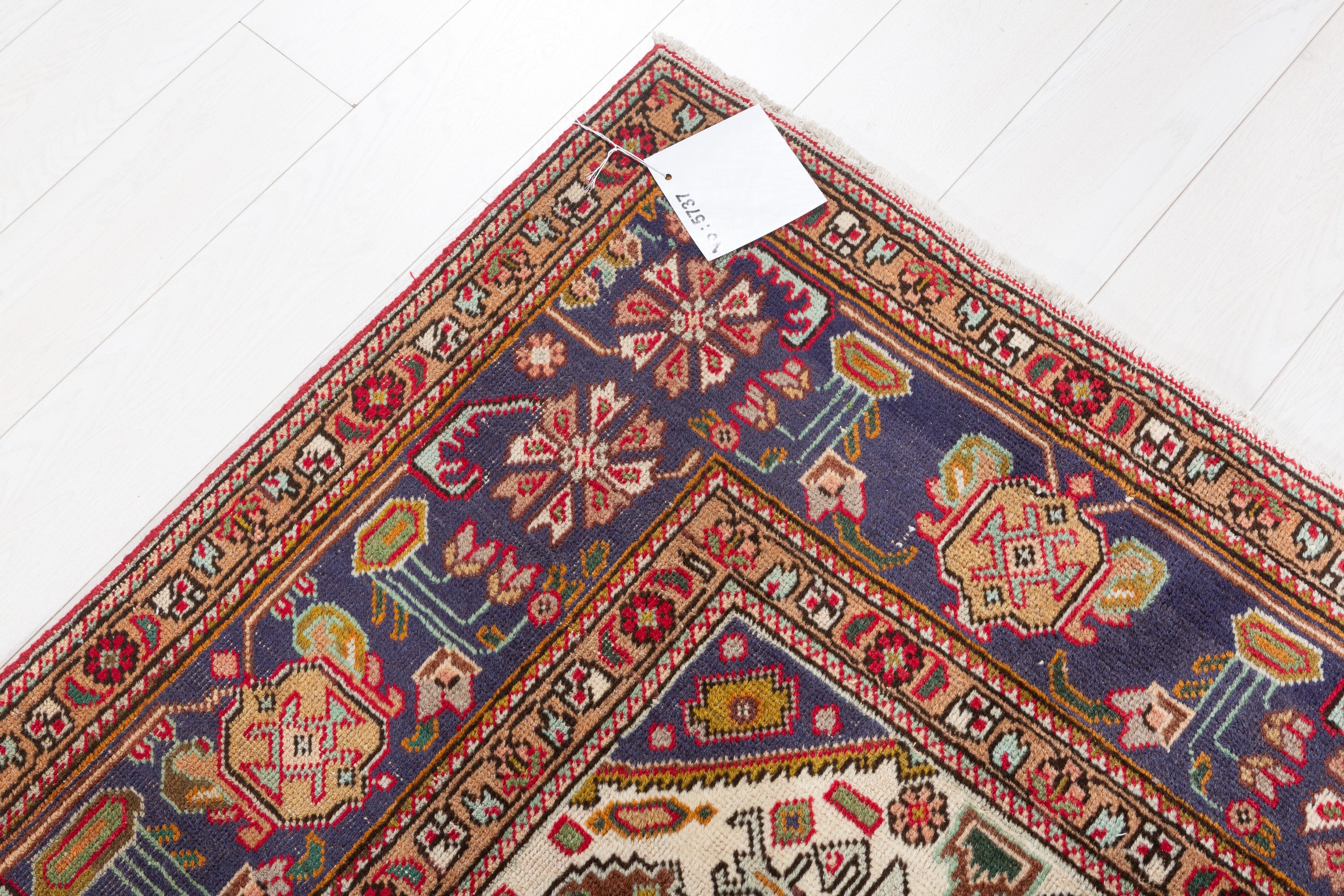 Vintage Red and navy Geometric Rug – 9' 5" x 6' 7" (286 x 201 cm)