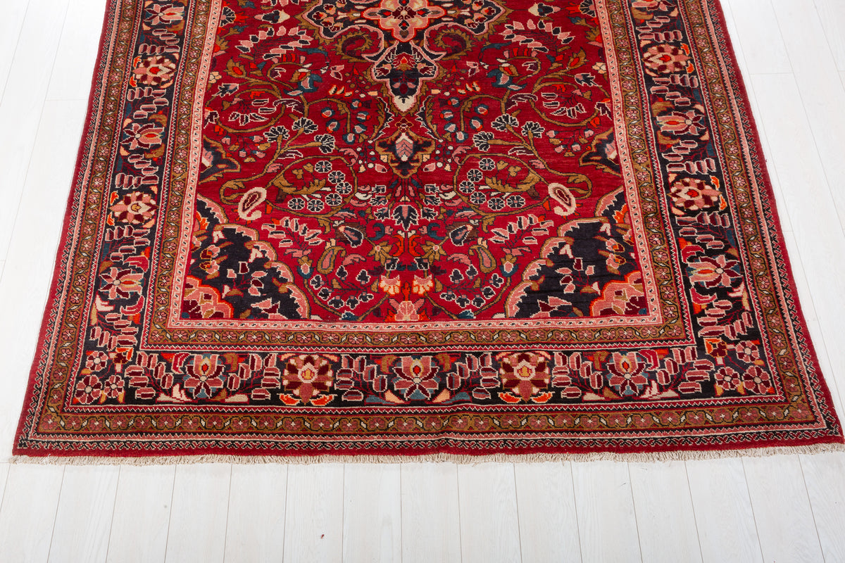 Vintage Red and blue Floral Rug – 10' 2" x 7' 0" (309 x 214 cm)