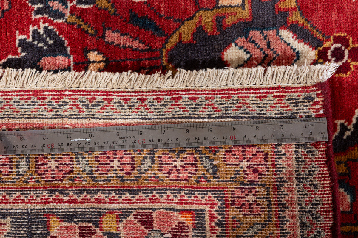 Vintage Red and blue Floral Rug – 10' 2" x 7' 0" (309 x 214 cm)