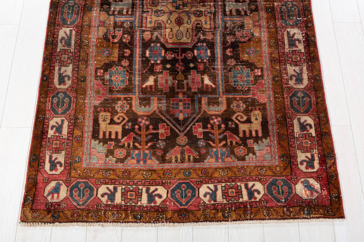 Collectible Vintage Rust, Brown Tree of Life Rug – 7' 8" x 4' 5" (234 x 135 cm)
