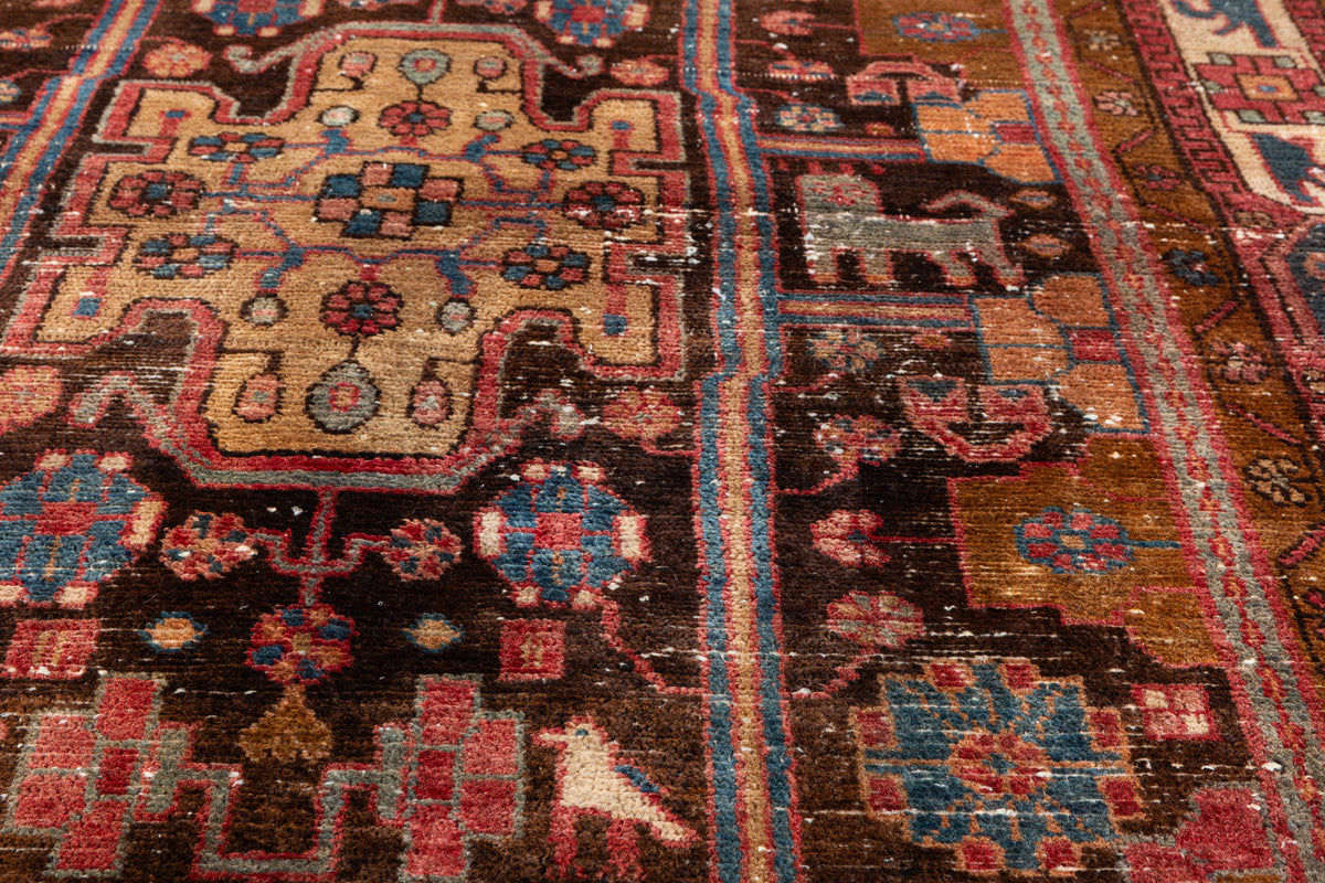 Collectible Vintage Rust, Brown Tree of Life Rug – 7' 8" x 4' 5" (234 x 135 cm)
