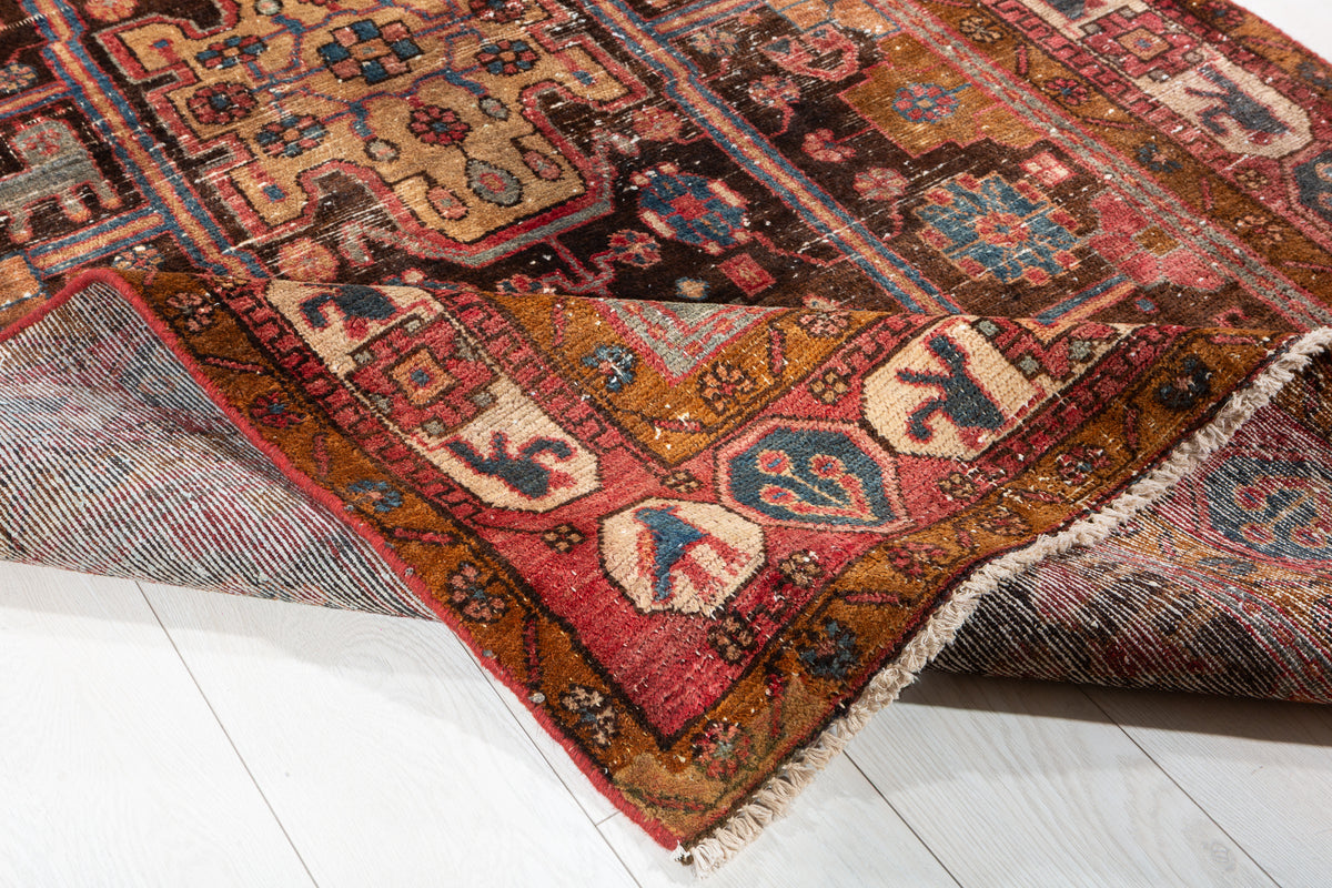 Collectible Vintage Rust, Brown Tree of Life Rug – 7' 8" x 4' 5" (234 x 135 cm)