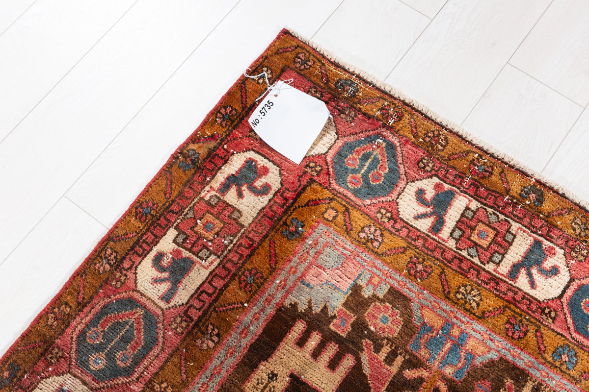 Collectible Vintage Rust, Brown Tree of Life Rug – 7' 8" x 4' 5" (234 x 135 cm)