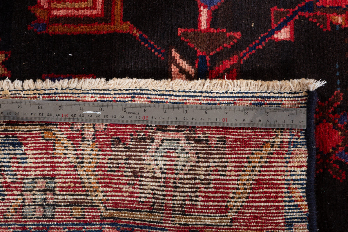 Collectible Vintage Black Red Animal Motif Area Rug – 6' 4" x 4' 3" (194 x 130 cm)