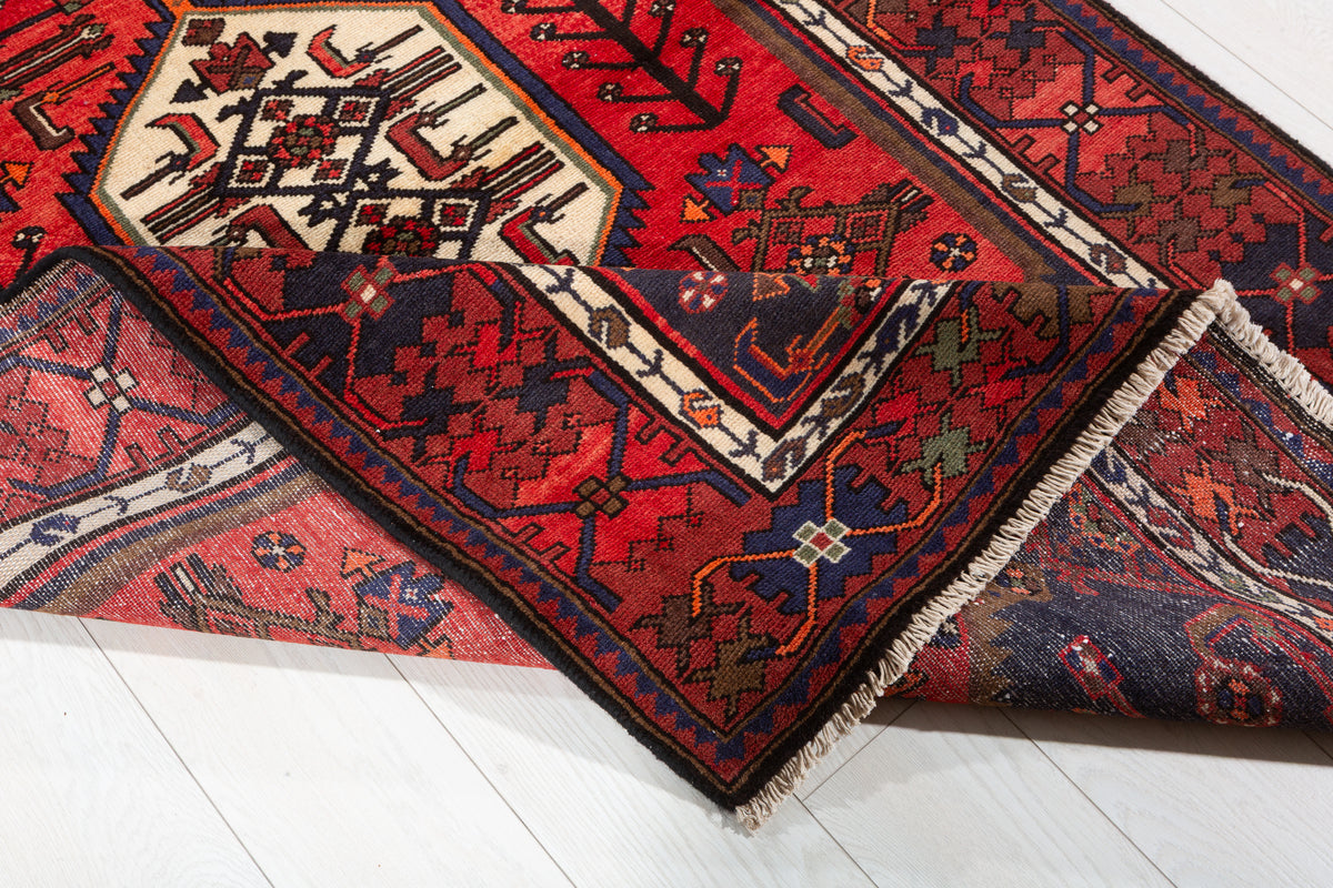 Vintage Coral, Rust Red Central Medallion Area Rug – 6' 2" x 4' 2" (189 x 126 cm)