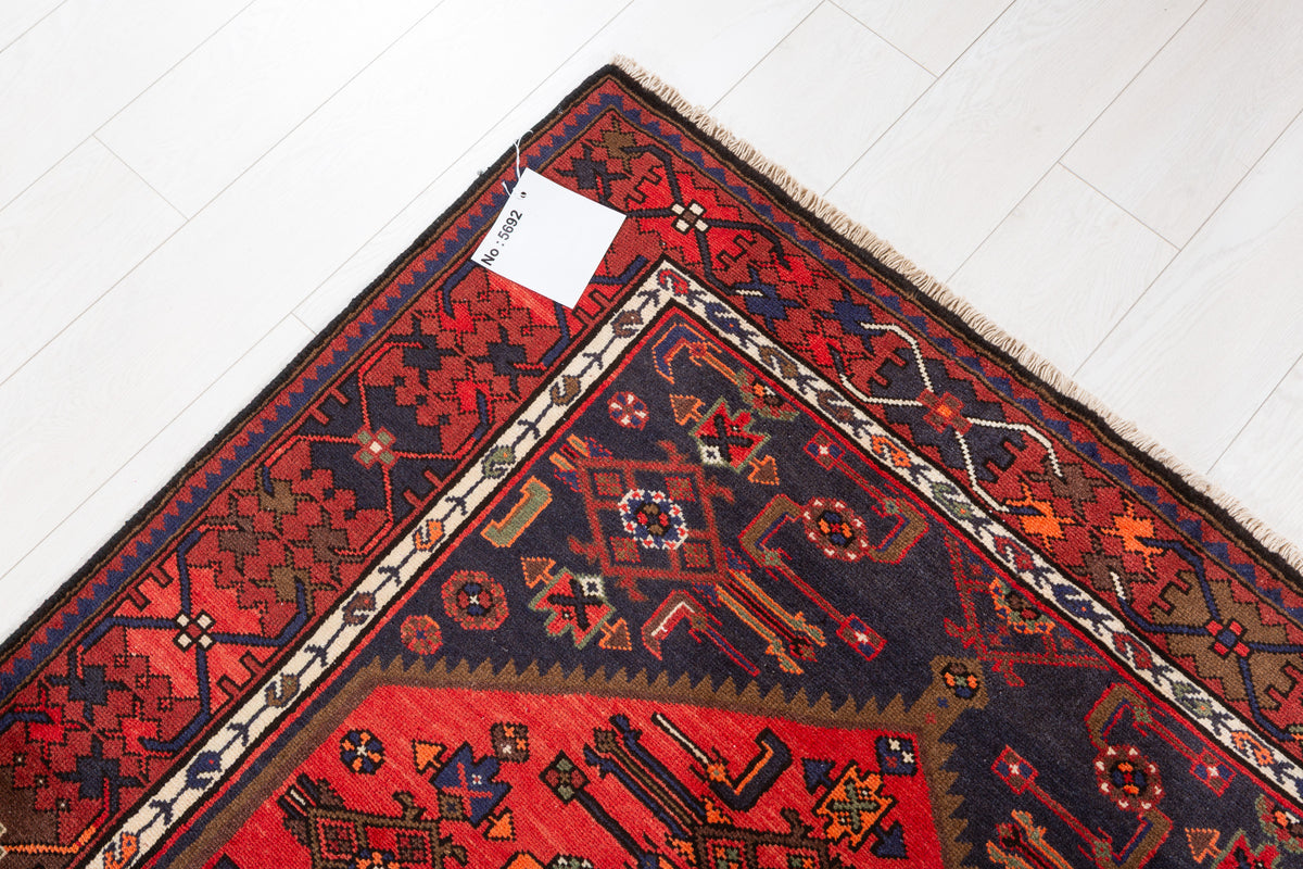 Vintage Coral, Rust Red Central Medallion Area Rug – 6' 2" x 4' 2" (189 x 126 cm)