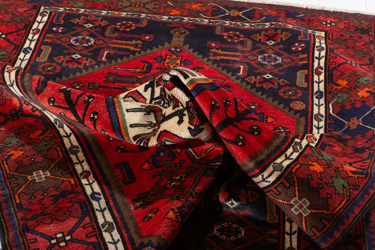 Vintage Coral, Rust Red Central Medallion Area Rug – 6' 2" x 4' 2" (189 x 126 cm)