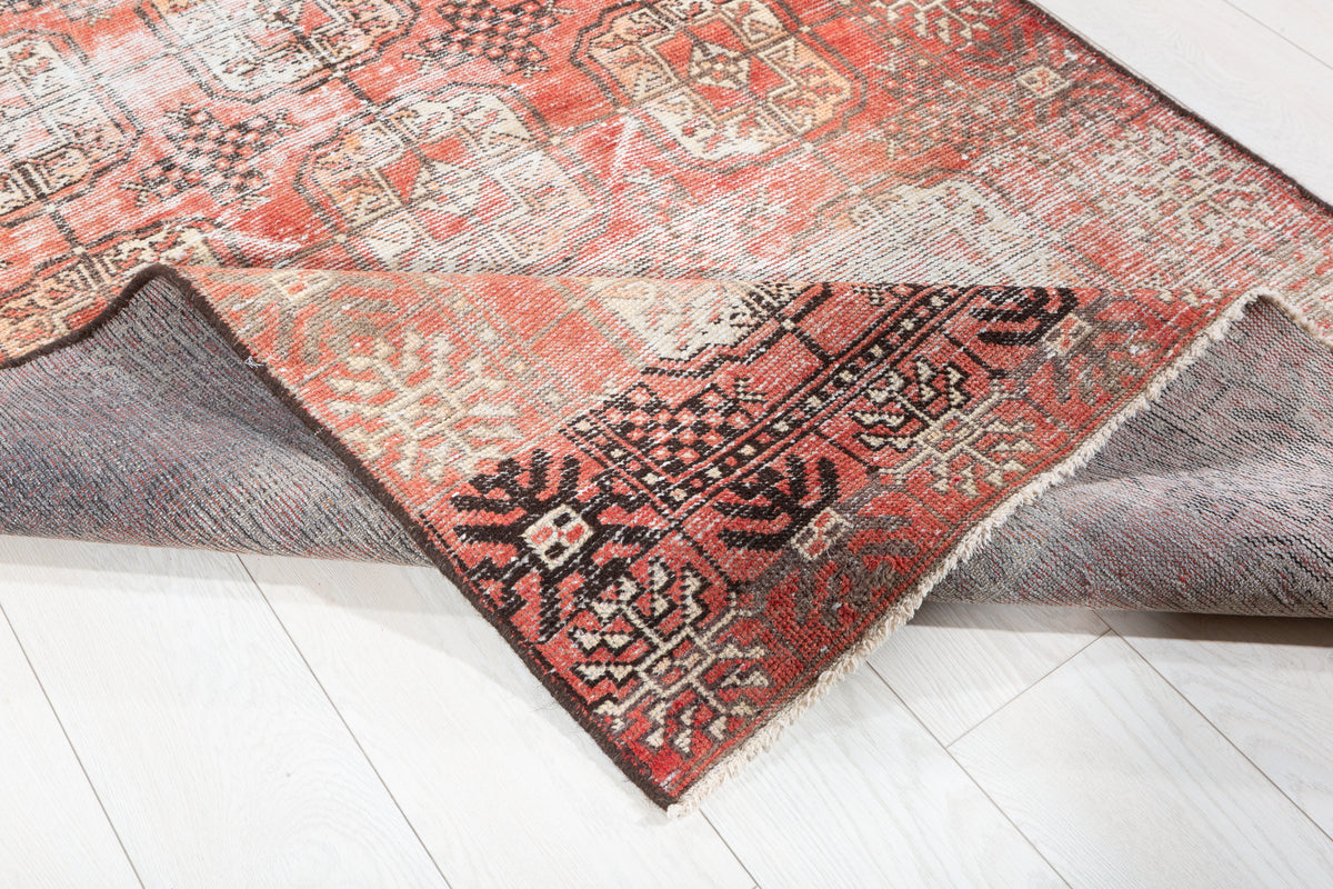 Vintage Faded Red Distressed Allover Area Rug – 6' 3" x 3' 9" (191 x 115 cm)