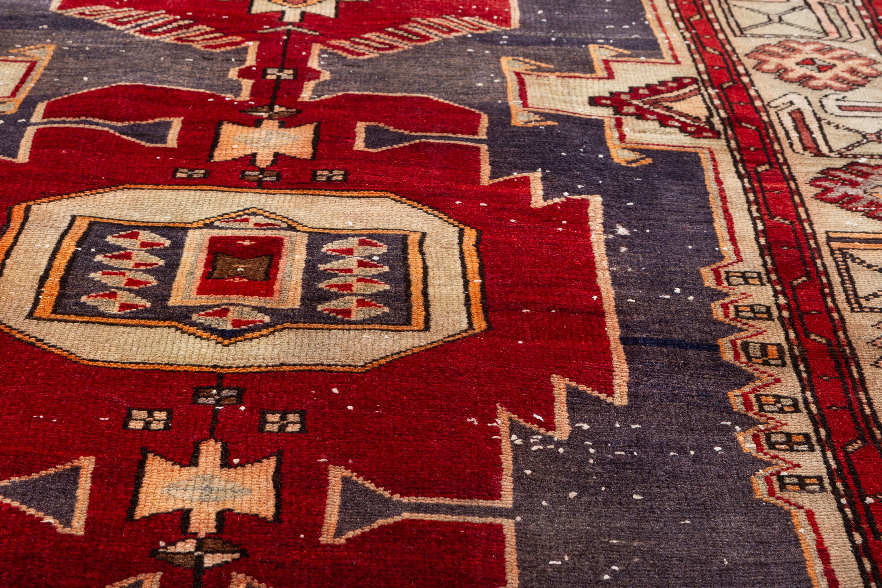 Collectible Vintage Burgundy-Red Geometric Medallion Area Rug – 6' 8" x 4' 1" (204 x 124 cm)