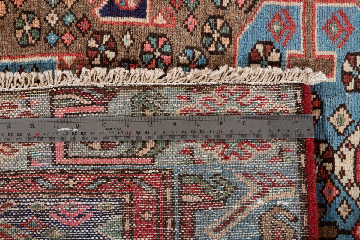 Collectible Vintage Brown, Turquoise Blue Central Medallion Area Rug – 6' 7" x 4' 0" (201 x 121 cm)