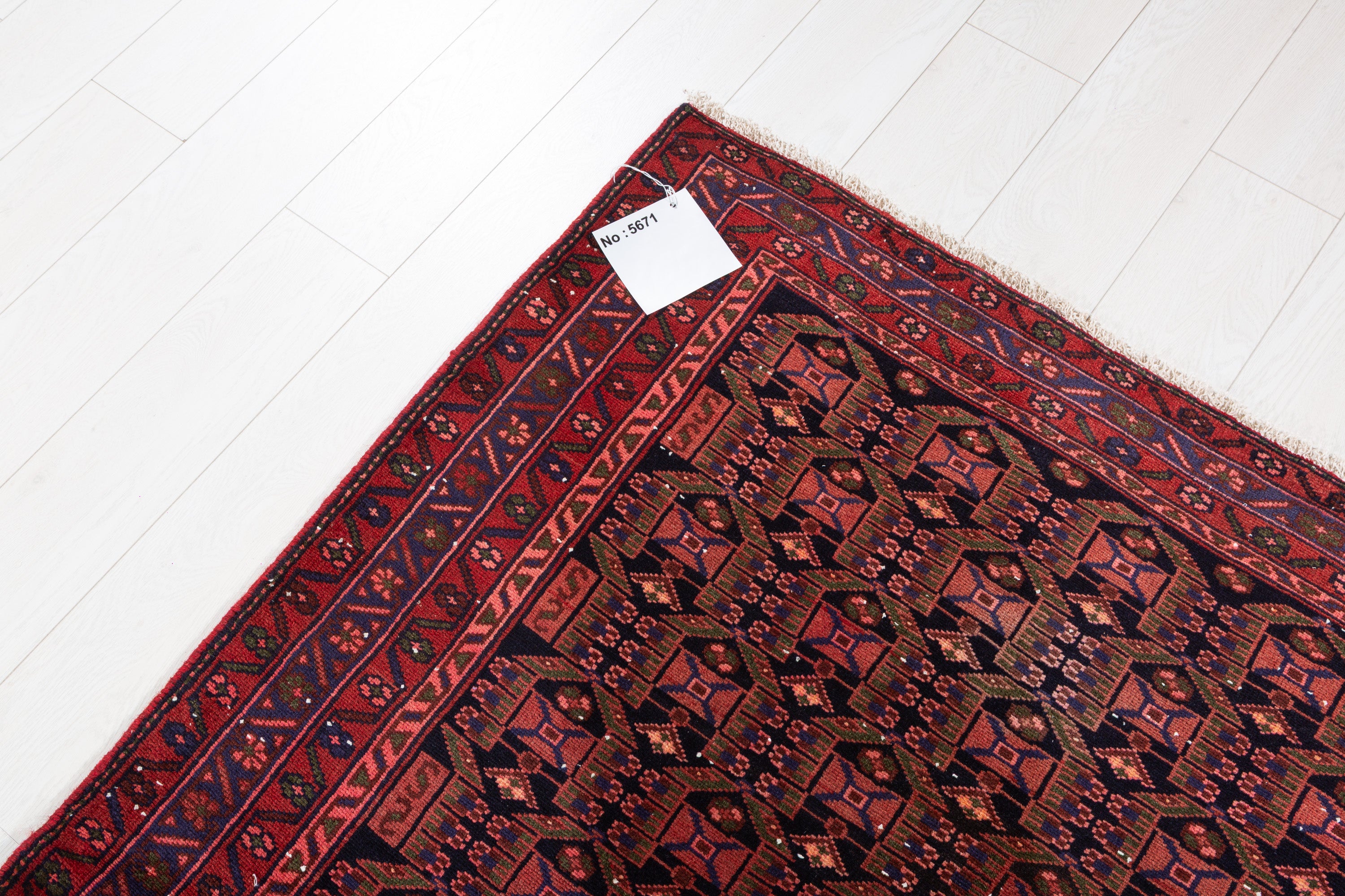 Collectible Vintage Black, Red Allover Geometric Area Rug – 6' 7" x 4' 2" (200 x 127 cm)