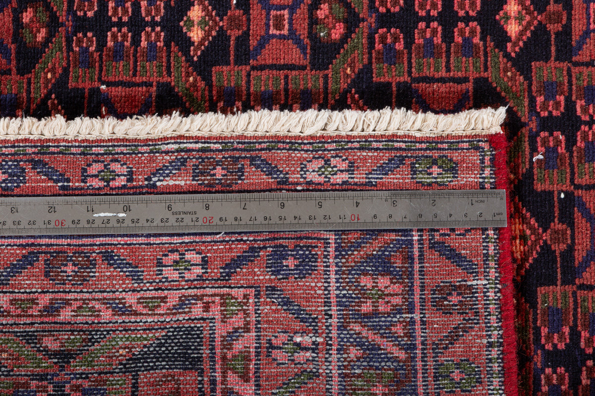 Collectible Vintage Black, Red Allover Geometric Area Rug – 6' 7" x 4' 2" (200 x 127 cm)