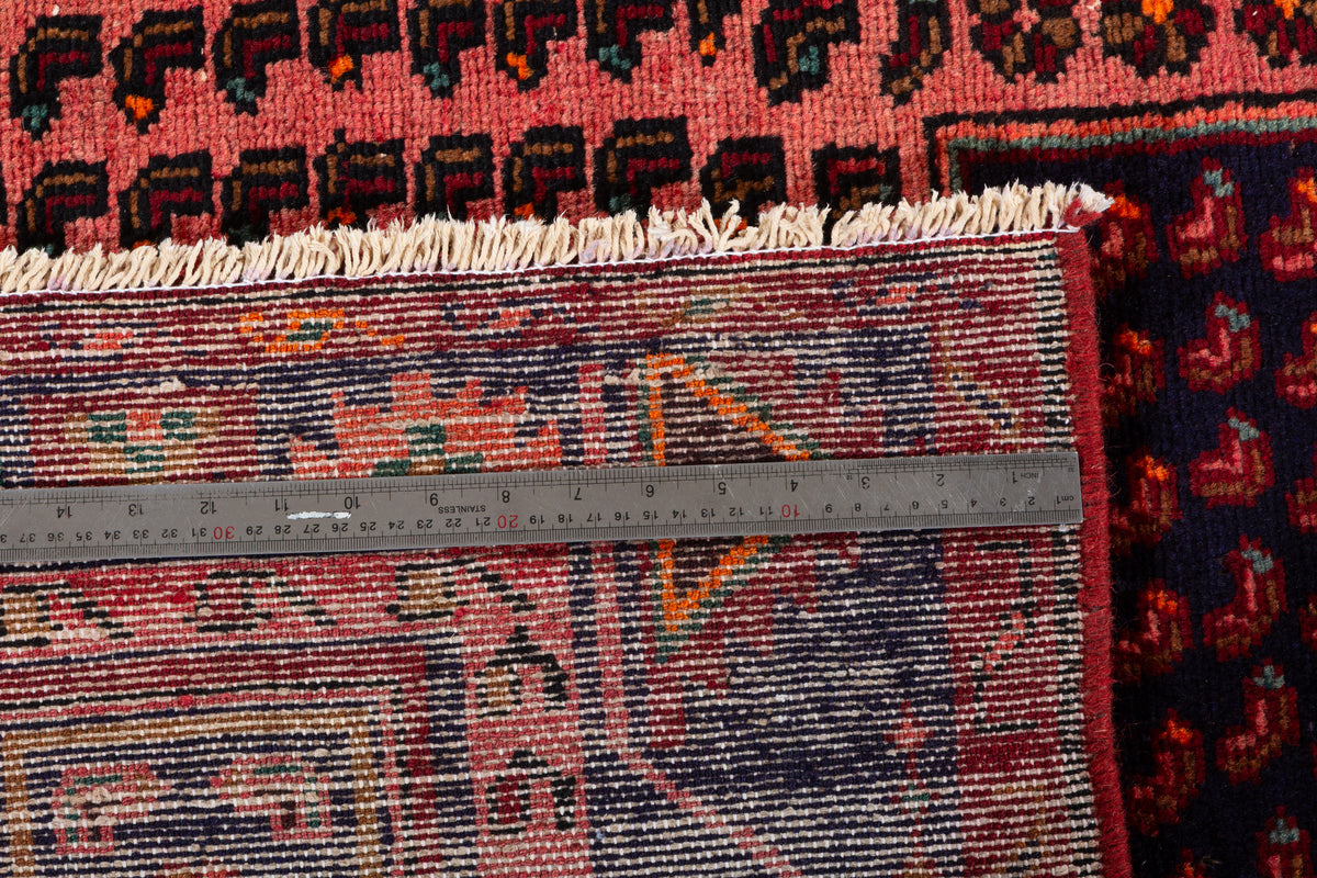 Collectible Vintage Maroon & Pink Geometric Area Rug – 6' 9" x 4' 5" (207 x 134 cm)