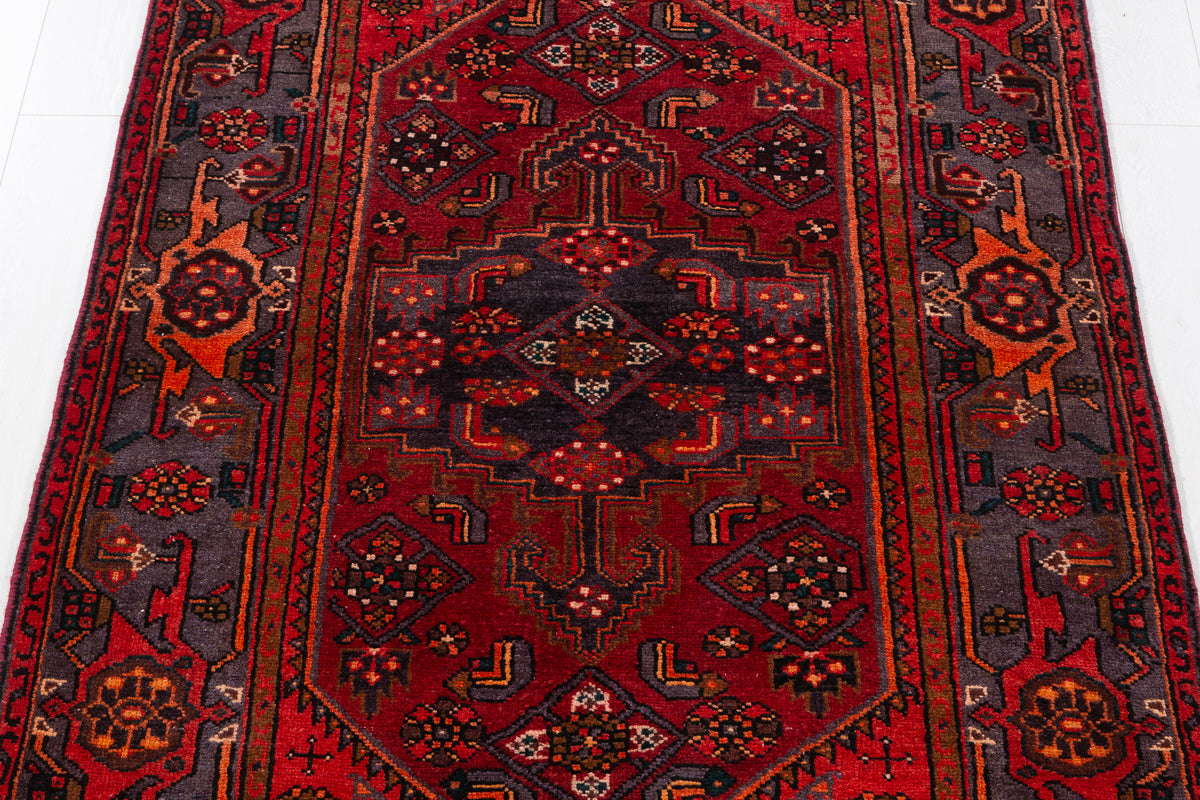 Collectible Vintage Rust Red, Orange-Red Allover Geometric Area Rug – 7' 3" x 4' 4" (222 x 132 cm)
