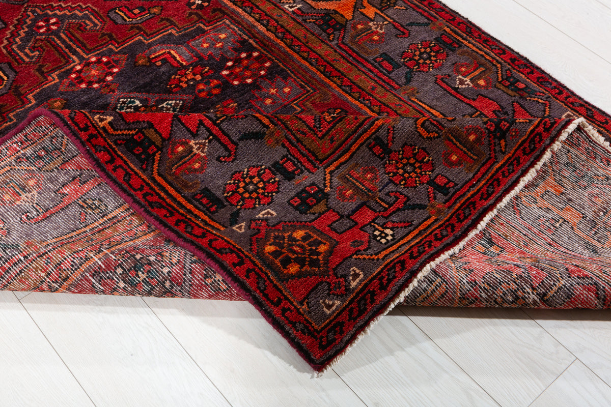 Collectible Vintage Rust Red, Orange-Red Allover Geometric Area Rug – 7' 3" x 4' 4" (222 x 132 cm)