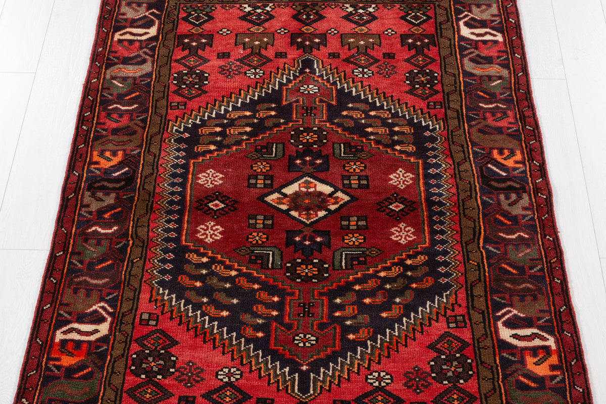 Vintage Coral, Rust Red Tribal Medallion Area Rug – 6' 2" x 4' 0" (188 x 122 cm)