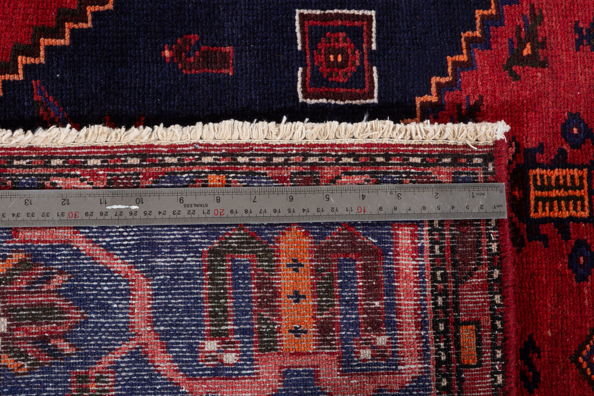 Vintage Red, blue Geometric Area Rug – 7' 1" x 4' 4" (217 x 131 cm)
