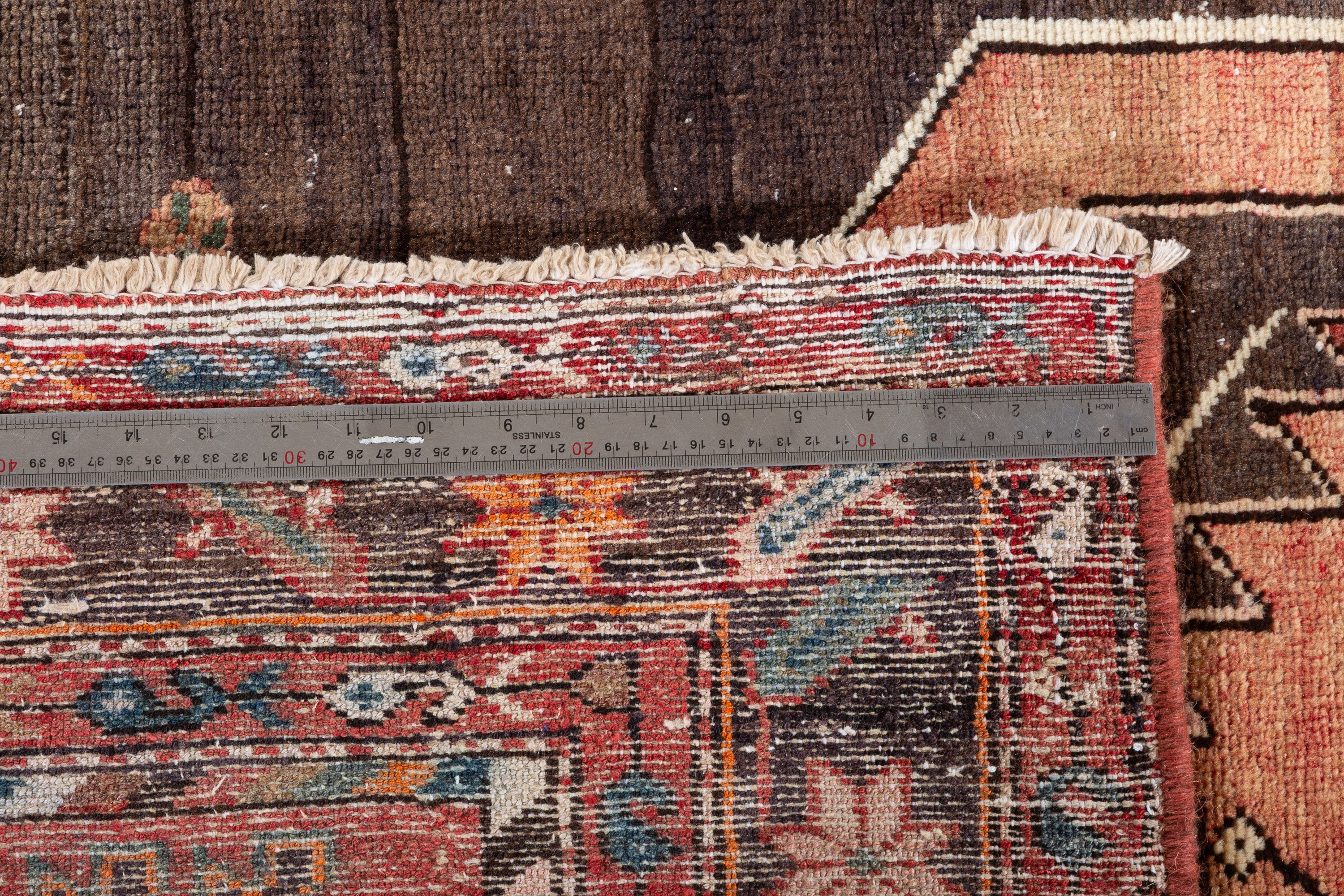 Collectible Antique Brick red, black Geometric Area Rug – 6' 10" x 4' 6" (208 x 136 cm)