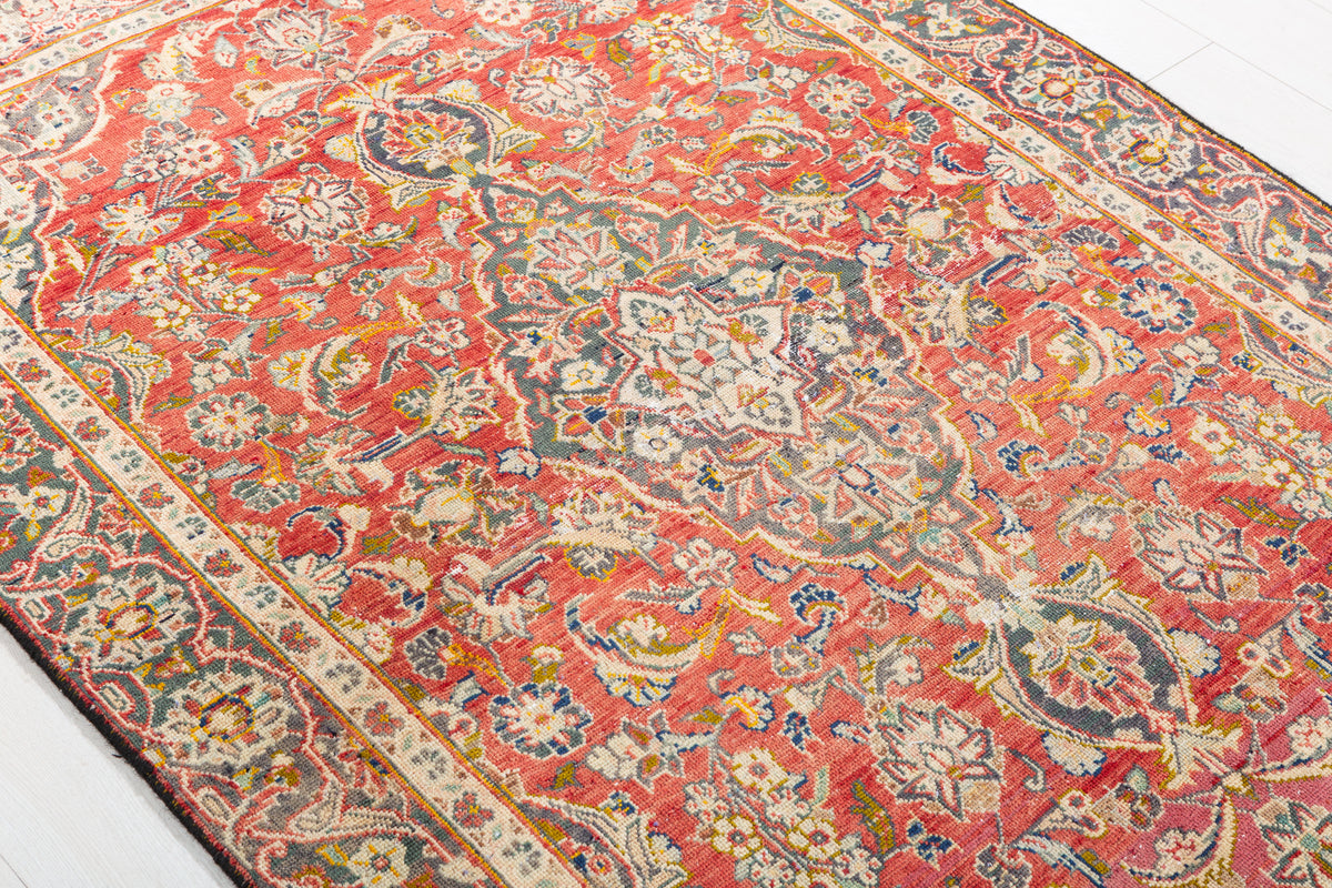 Antique Red Floral Area Rug – 6' 0" x 4' 0" (183 x 122 cm)