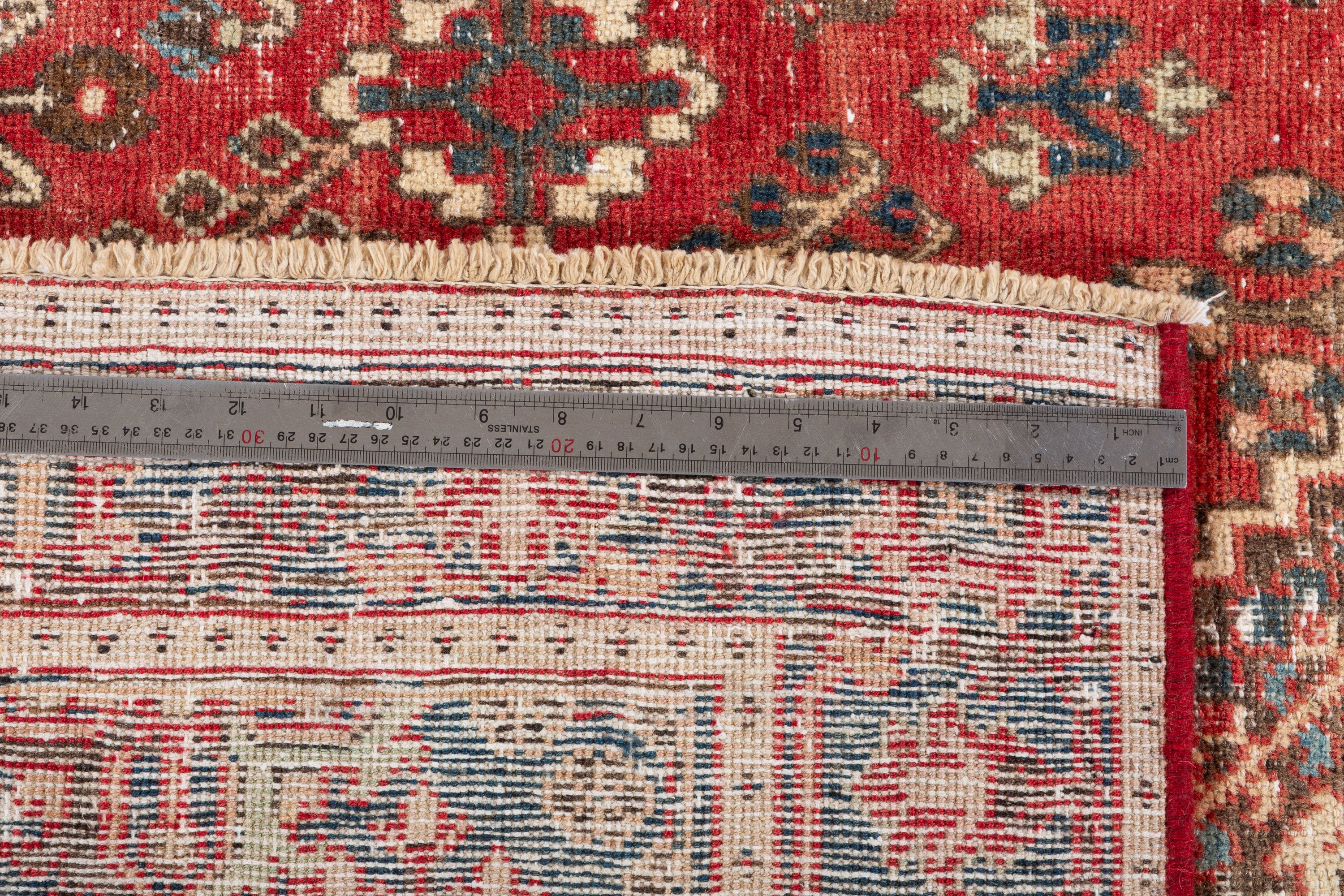 Vintage Red, blue Geometric Area Rug – 6' 7" x 4' 3" (201 x 129 cm)