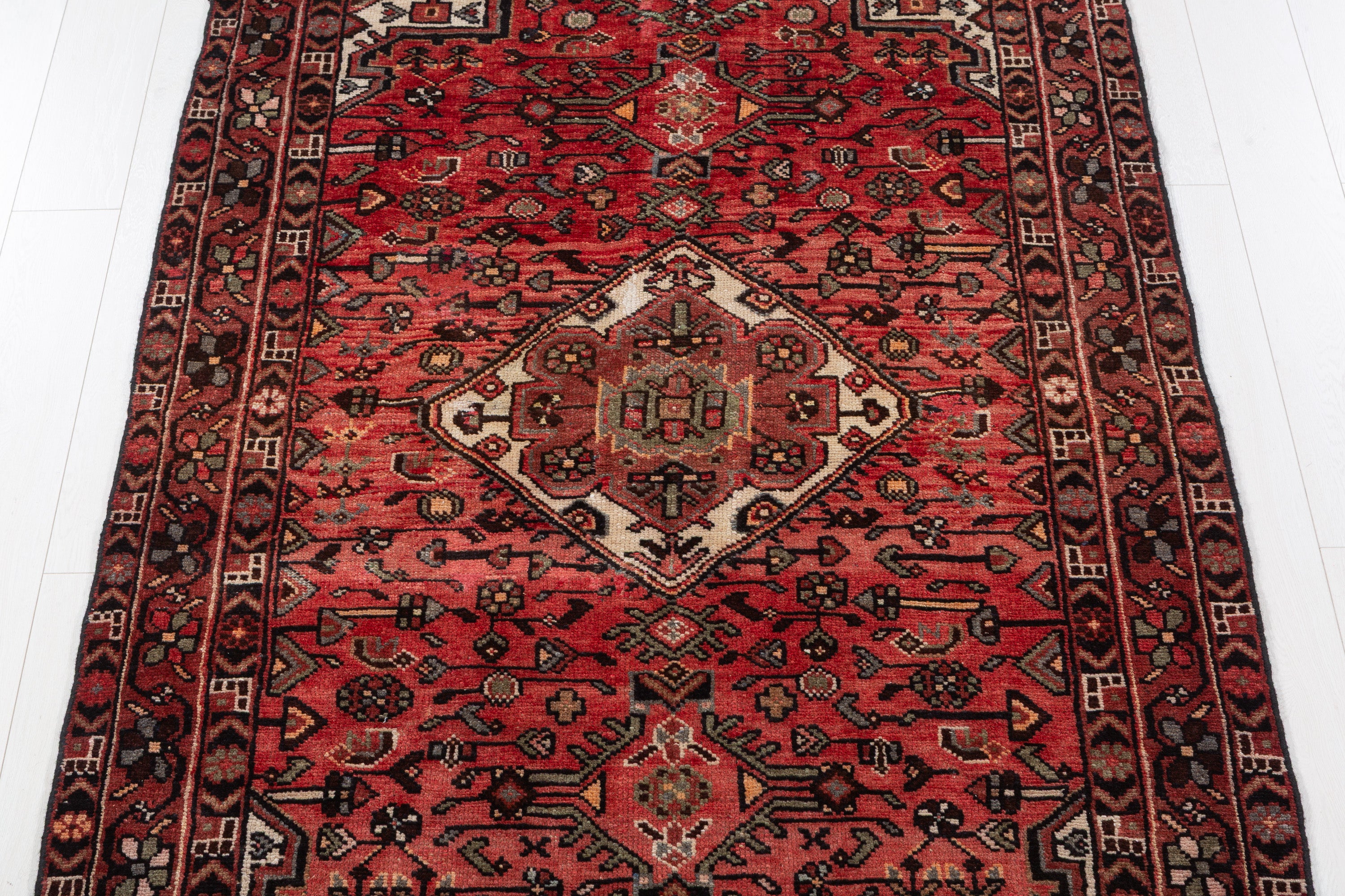 Vintage Bright red Geometric Area Rug – 7' 1" x 4' 4" (217 x 131 cm)