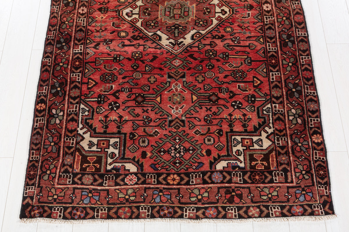 Vintage Bright red Geometric Area Rug – 7' 1" x 4' 4" (217 x 131 cm)