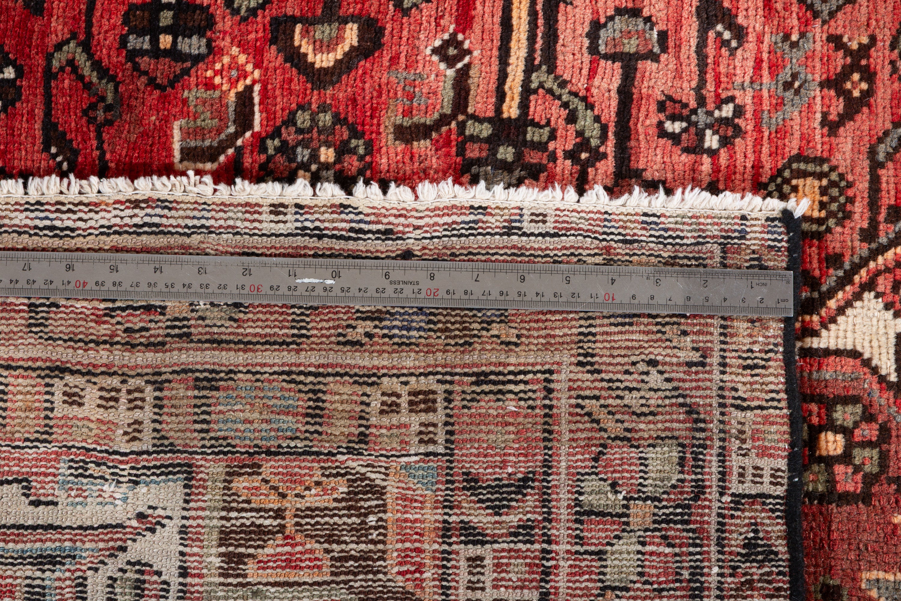 Vintage Bright red Geometric Area Rug – 7' 1" x 4' 4" (217 x 131 cm)