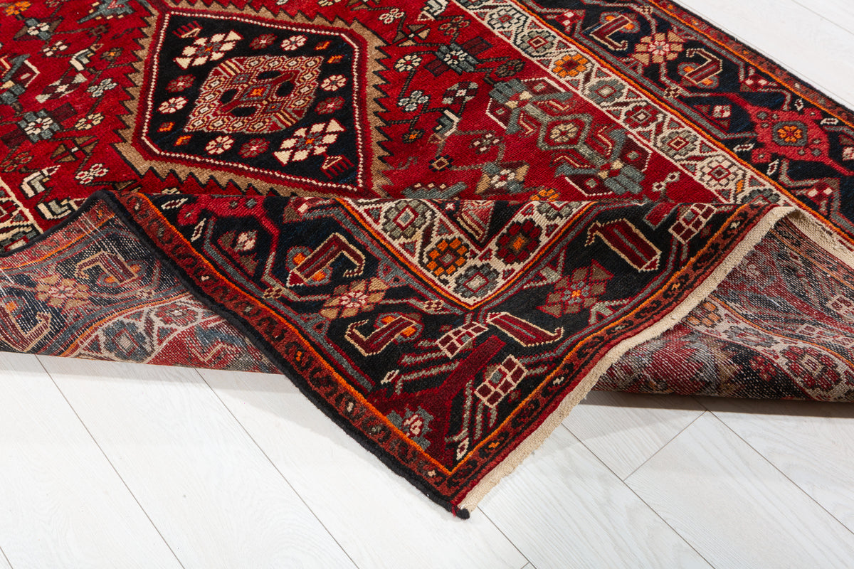 Collectible Vintage Red Geometric Area Rug – 7' 4" x 4' 6" (224 x 136 cm)