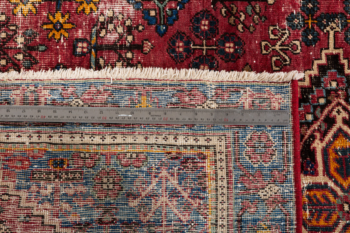 Antique Red, blue Geometric Hand-Knotted Area Rug – 6' 2" x 4' 4" (189 x 133 cm)