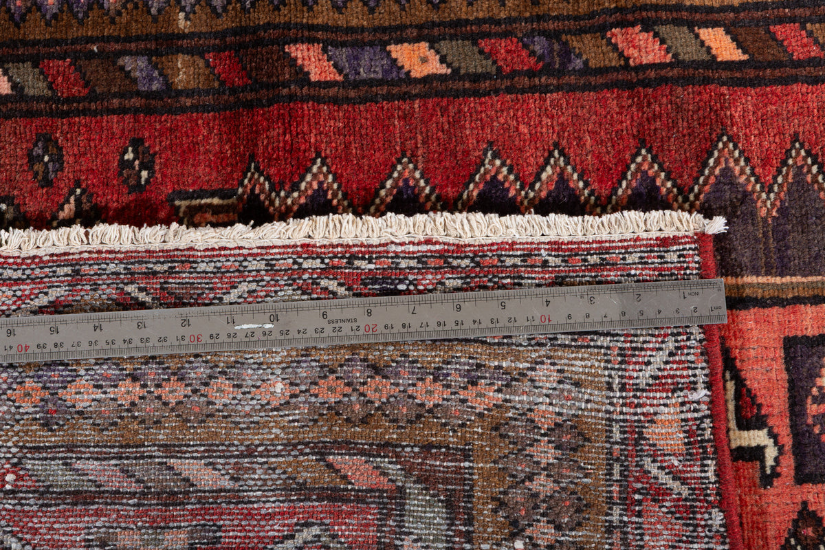 Vintage Rust red, salmon pink, brown Geometric Hand-Knotted Area Rug – 7' 2" x 4' 2" (218 x 126 cm)