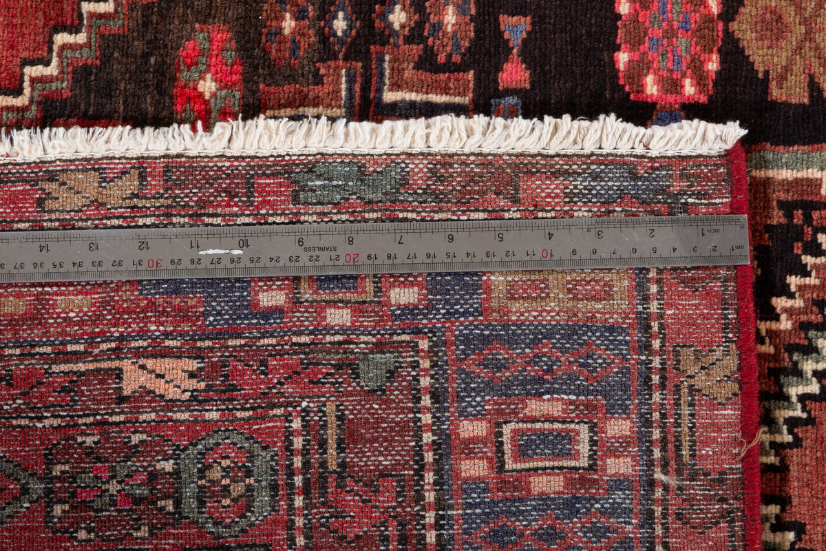 Vintage Rust red, black Geometric Hand-Knotted Area Rug – 7' 3" x 4' 3" (222 x 129 cm)