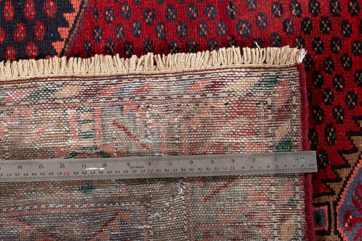Vintage Rust Red, Salmon Pink Triple Diamond Medallion Hand-Knotted Area Rug – 6' 6" x 3' 8" (198 x 112 cm)