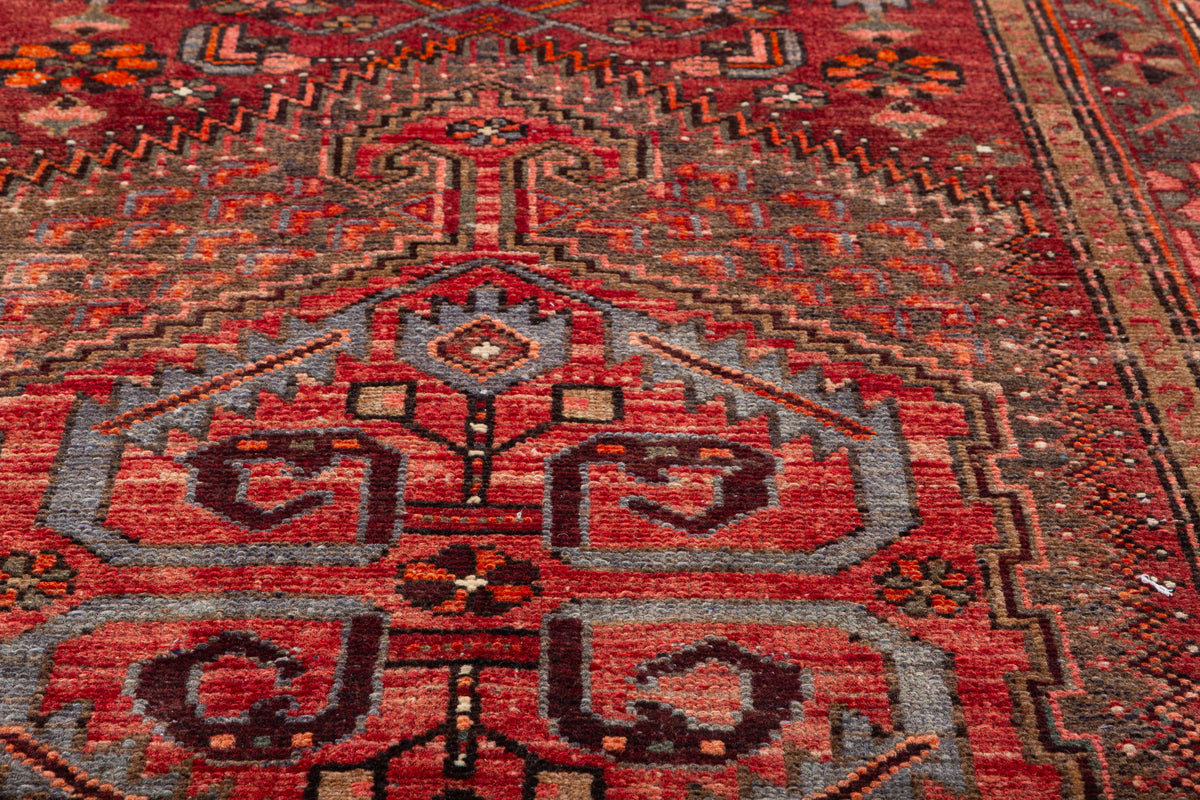 Semi-Antique Faded Rust Red Central Medallion Hand-Knotted Area Rug – 6' 2" x 3' 5" (187 x 103 cm)