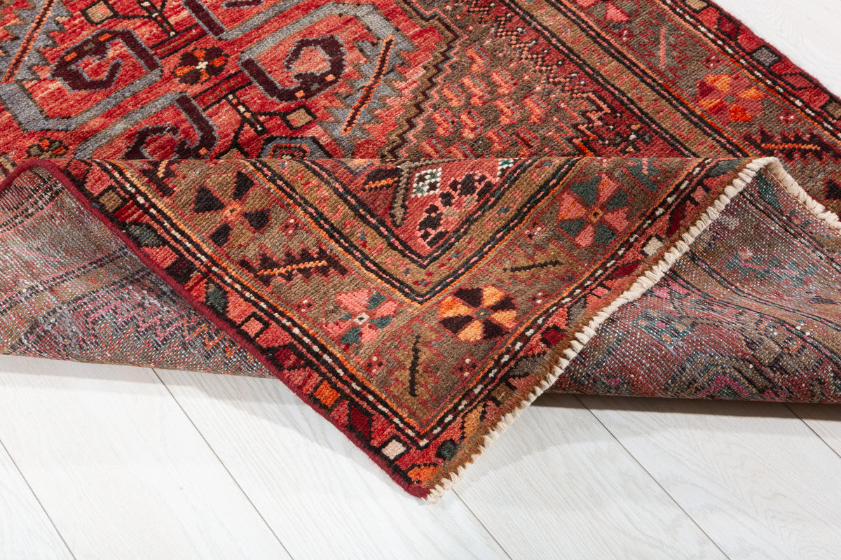 Semi-Antique Faded Rust Red Central Medallion Hand-Knotted Area Rug – 6' 2" x 3' 5" (187 x 103 cm)