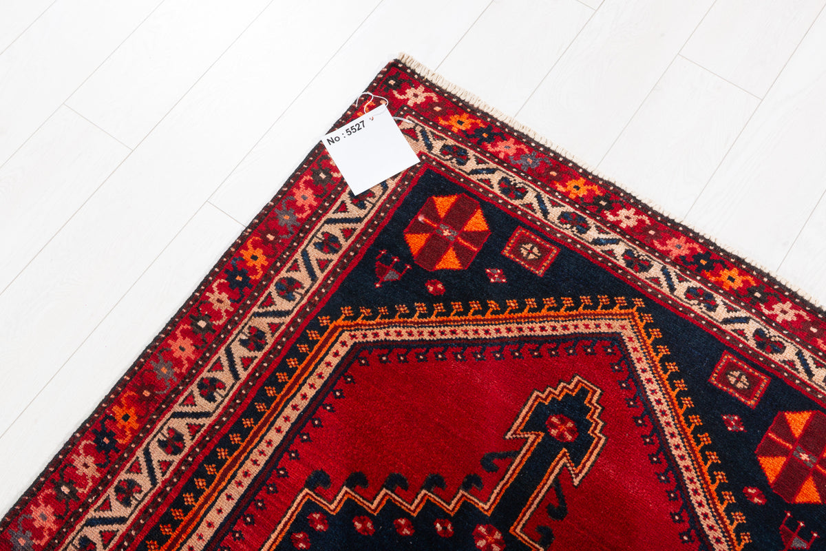 Vintage Red and Pink Medallion Hand-Knotted Area Rug – 6' 7" x 3' 5" (201 x 104 cm)