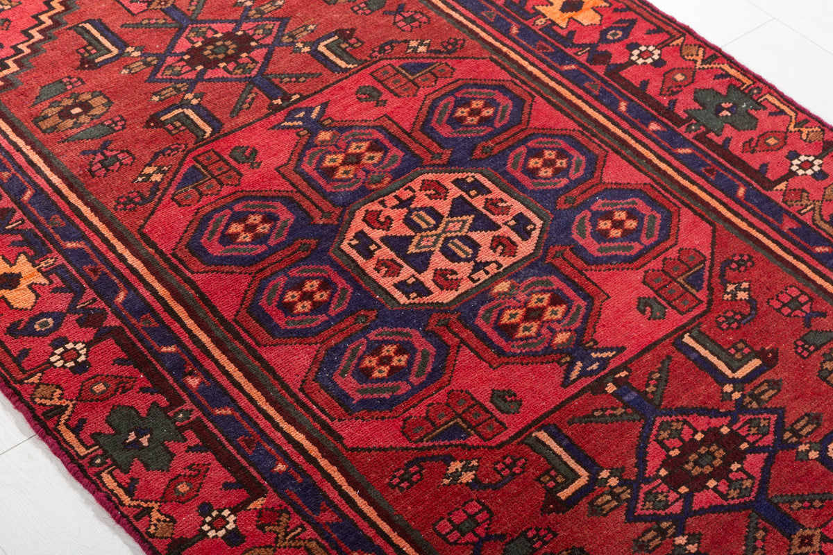 Vintage Rust Red Allover Geometric Hand-Knotted Area Rug – 6' 4" x 3' 7" (192 x 108 cm)