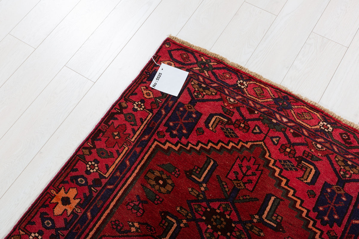 Vintage Rust Red Allover Geometric Hand-Knotted Area Rug – 6' 4" x 3' 7" (192 x 108 cm)