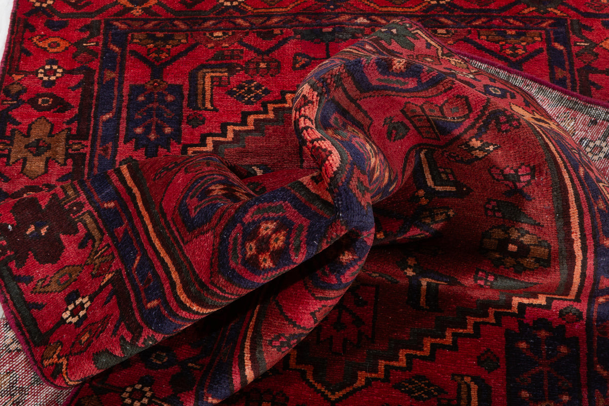 Vintage Rust Red Allover Geometric Hand-Knotted Area Rug – 6' 4" x 3' 7" (192 x 108 cm)
