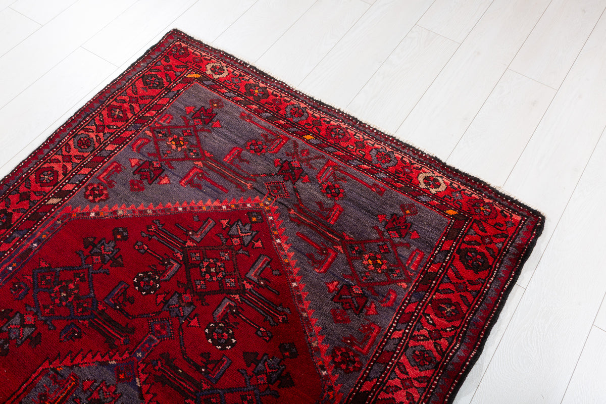 Vintage Red Tonal Central Medallion Hand-Knotted Area Rug – 6' 10" x 3' 7" (209 x 110 cm)
