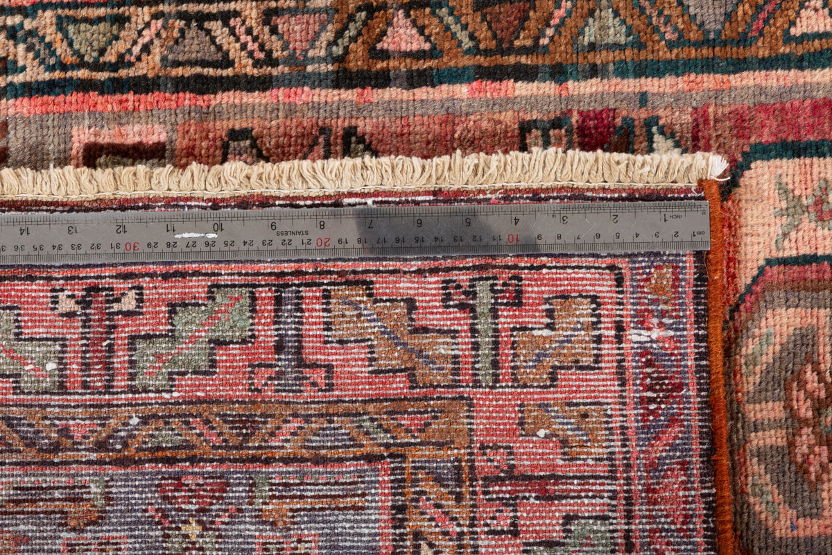 Tapis vintage délavé rouge rouille à motif intégral Medallion – 6' 7" x 3' 5" (201 x 105 cm)