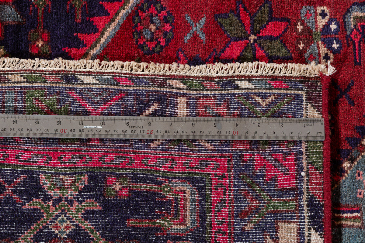 Vintage Red Linear Tribal Drawing Hand-Knotted Area Rug – 6' 3" x 3' 6" (190 x 106 cm)