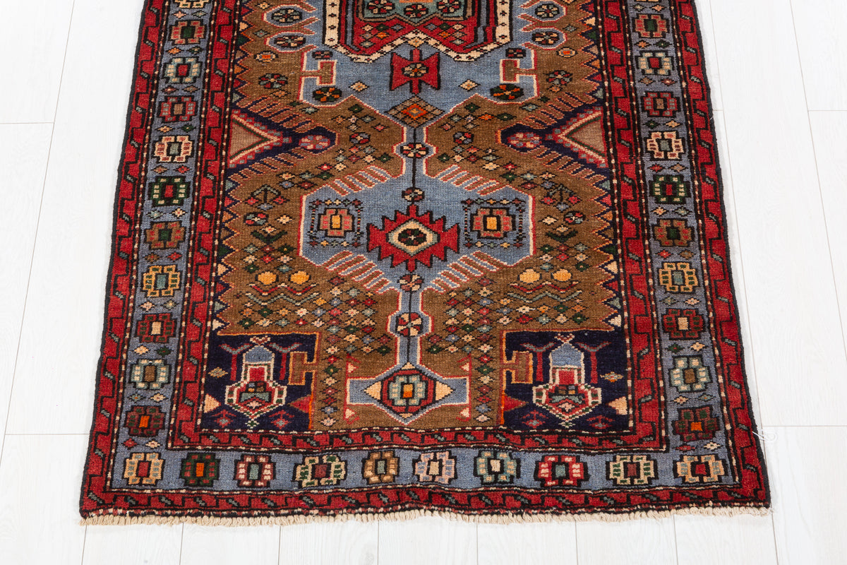 Vintage Camel Brown Tonal Tribal Lattice Hand-Knotted Area Rug – 6' 8" x 3' 4" (204 x 101 cm)