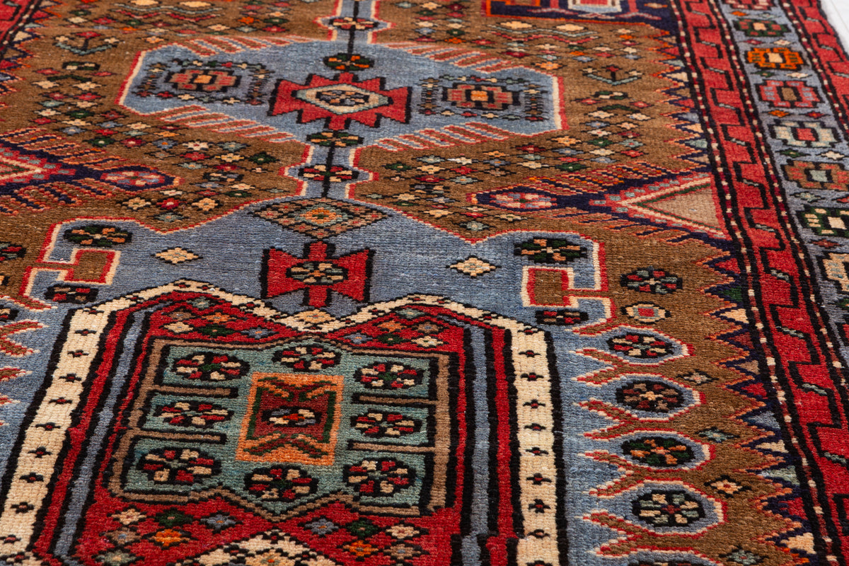 Vintage Camel Brown Tonal Tribal Lattice Hand-Knotted Area Rug – 6' 8" x 3' 4" (204 x 101 cm)