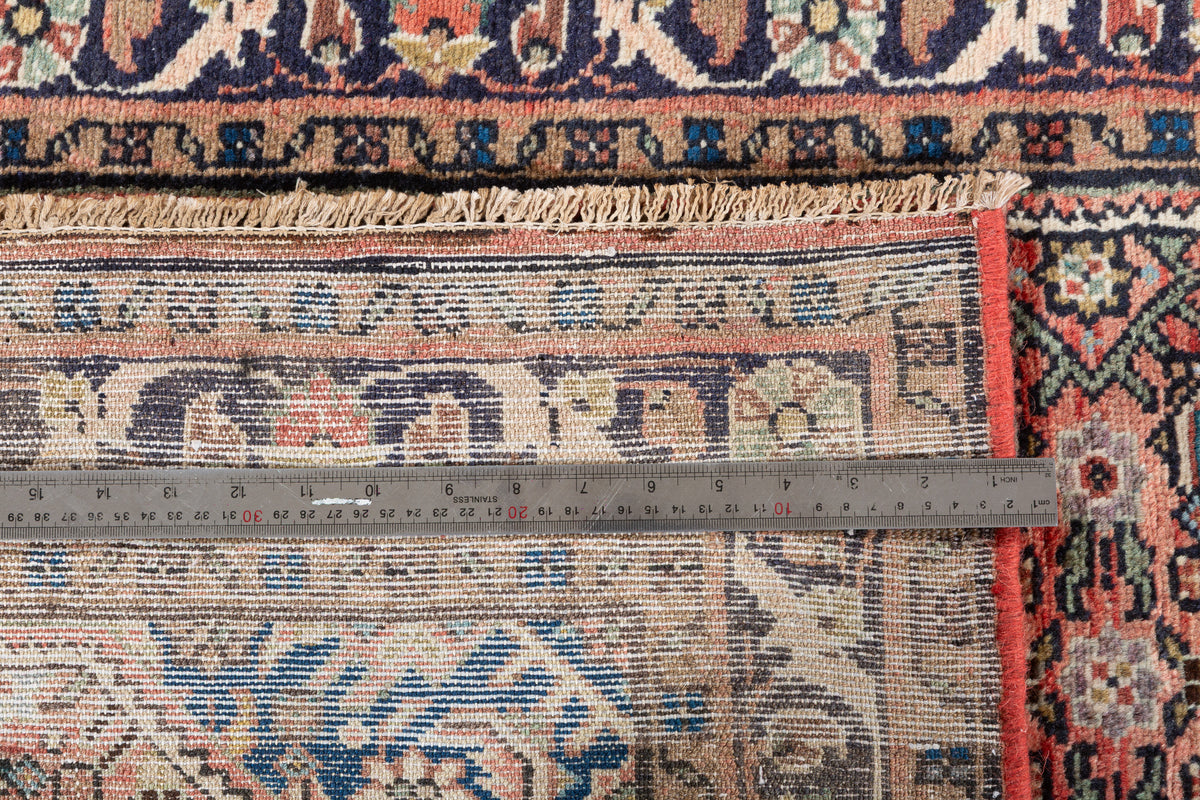 Vintage Muted Rust Floral Vine Drawing Hand-Knotted Area Rug – 6' 9" x 3' 2" (205 x 96 cm)