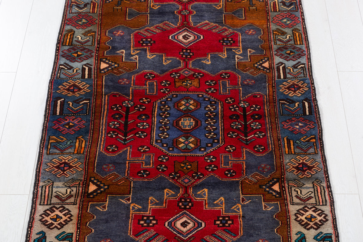 Rare Vintage Time-Softened Navy Blue All-Over Hand-Knotted Area Rug – 6' 2" x 3' 5" (189 x 105 cm)