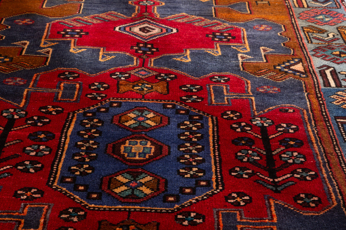 Rare Vintage Time-Softened Navy Blue All-Over Hand-Knotted Area Rug – 6' 2" x 3' 5" (189 x 105 cm)
