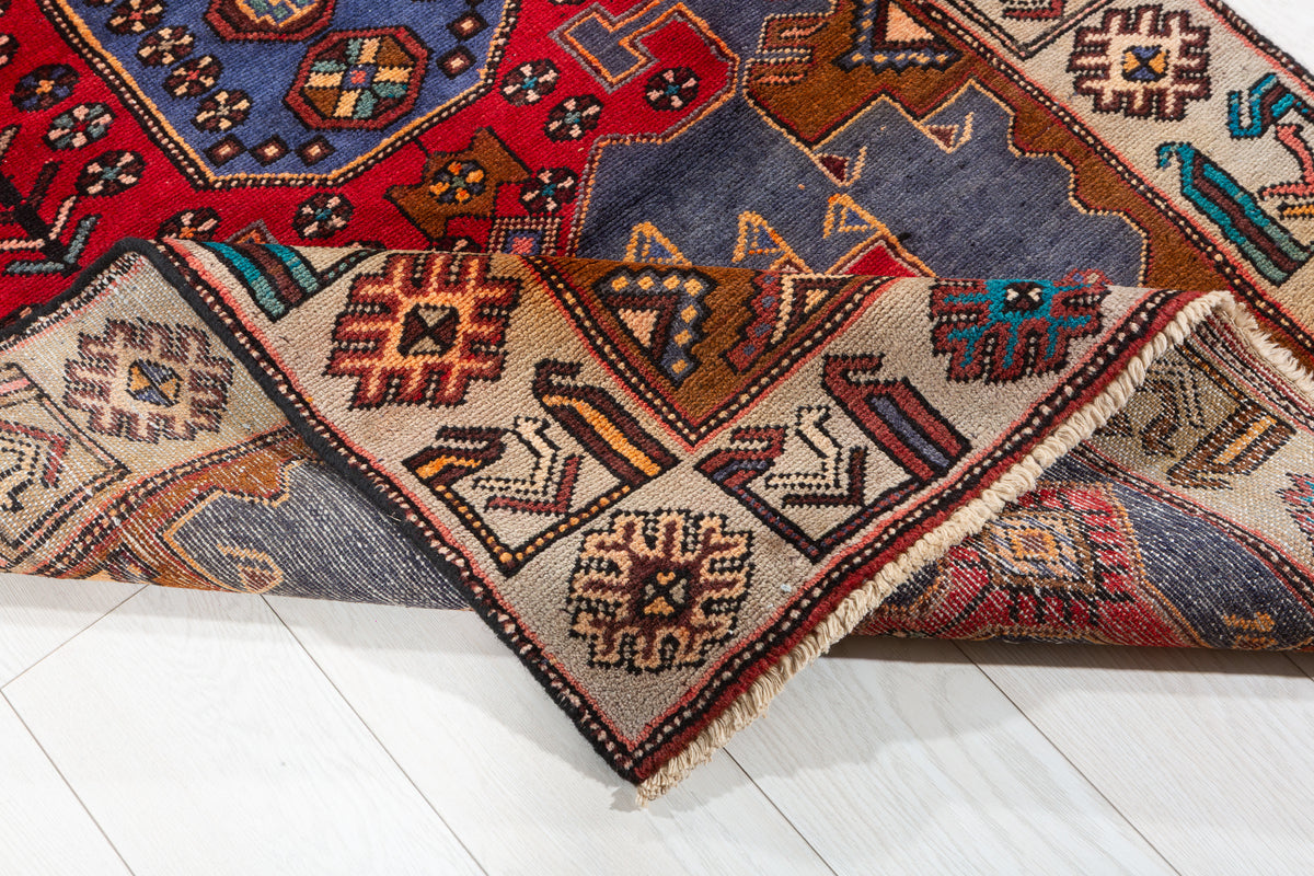 Rare Vintage Time-Softened Navy Blue All-Over Hand-Knotted Area Rug – 6' 2" x 3' 5" (189 x 105 cm)